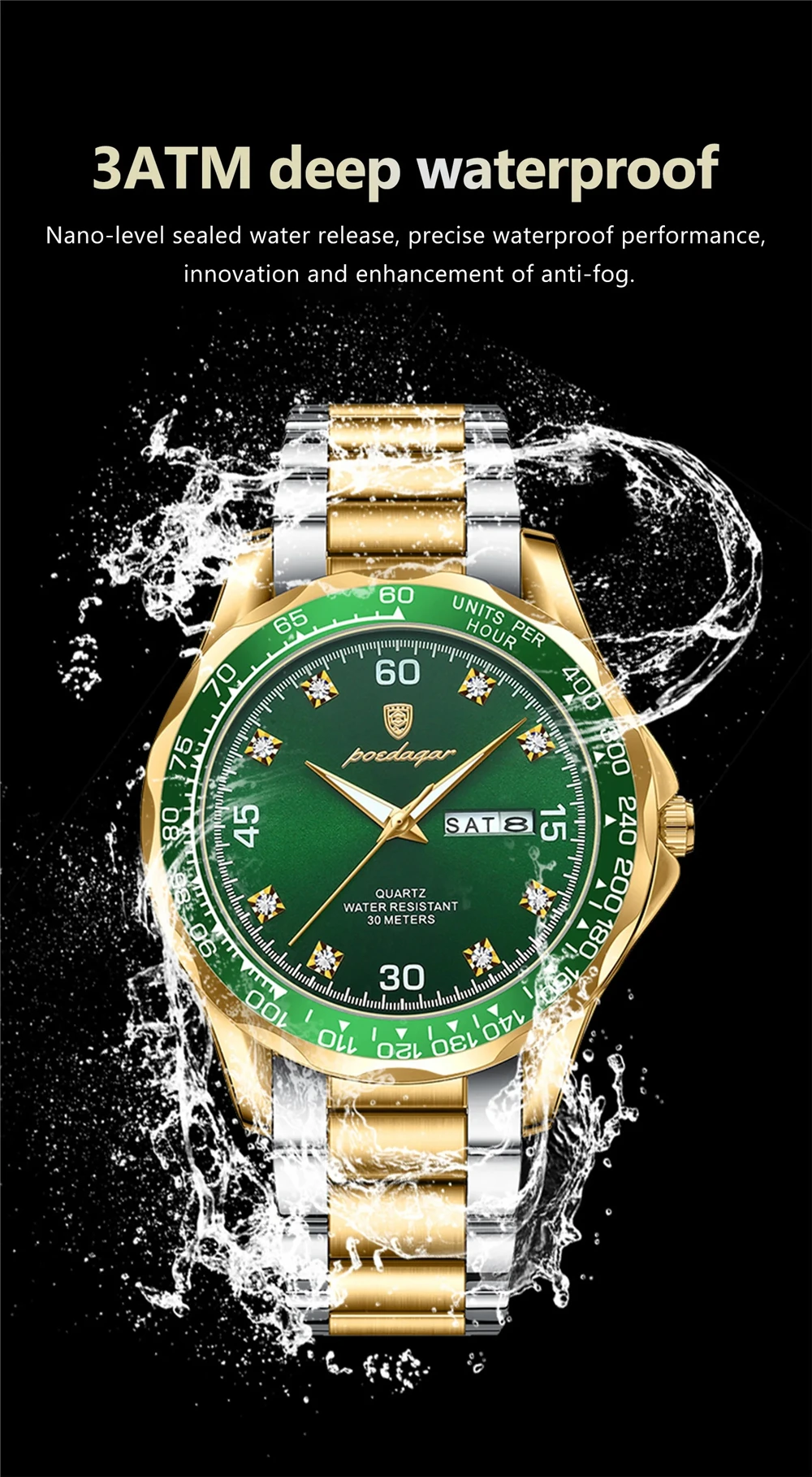 Фото Poedagar Reloj модные кварцевые наручные часы новые золотые мужские часы с бриллиантами для мужчин автоматические часы мужские подарки цифровые часы 2026 №3