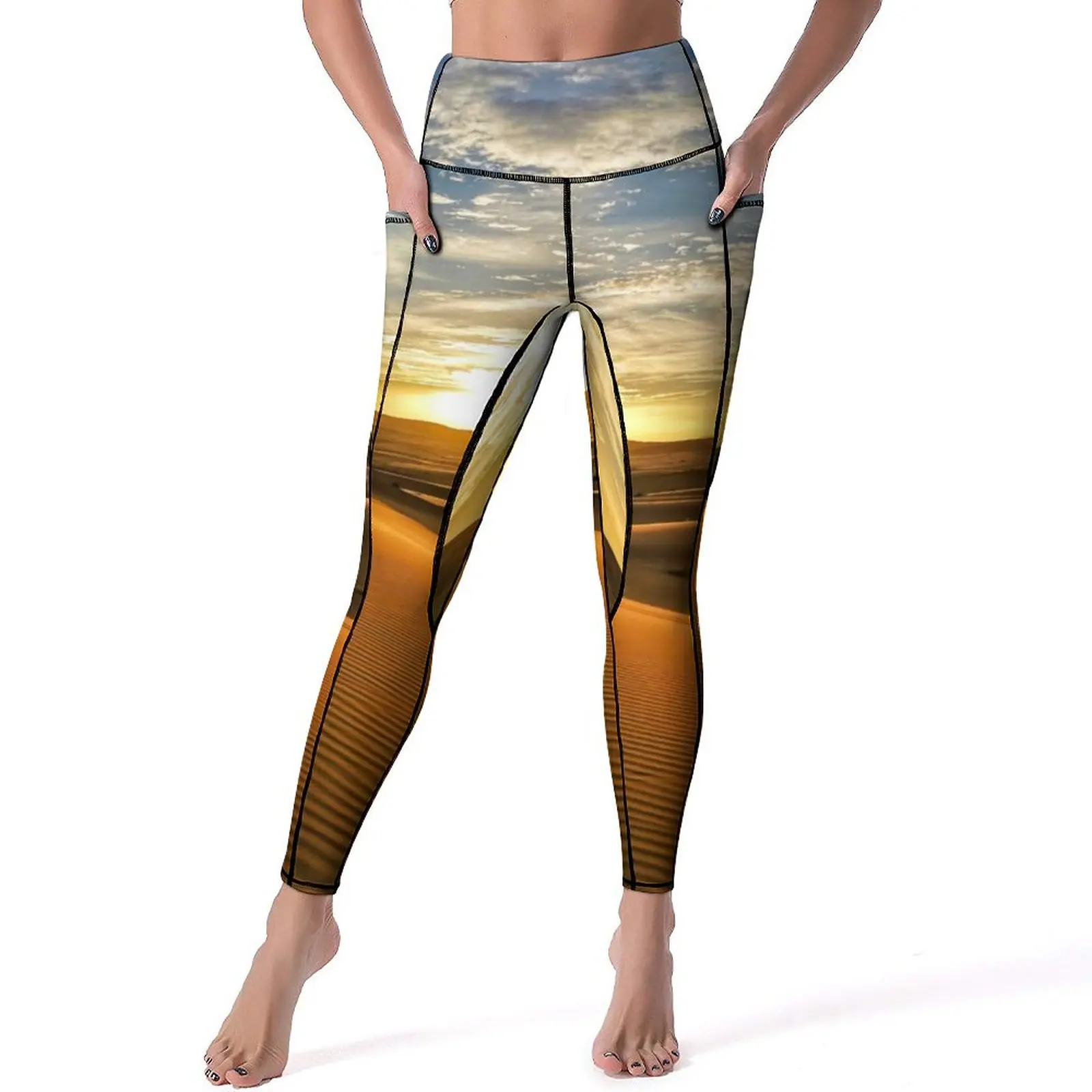 

Sahara Desert Leggings Sexy Sunset Print High Waist Yoga Pants Casual Quick-Dry Leggins Women Custom Fitness Sports Tights