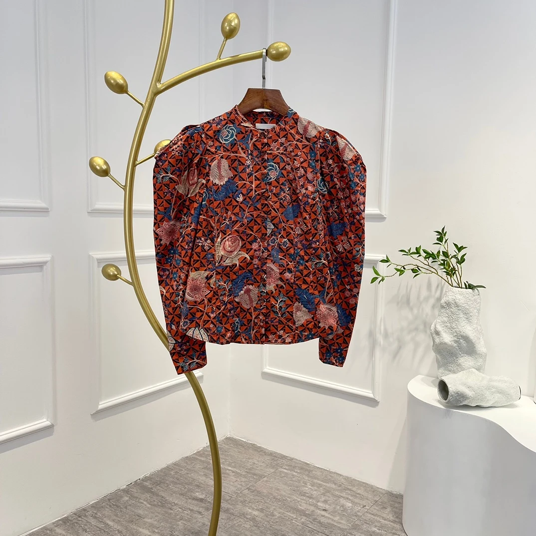 

Hot Sale 2022 New Autumn High Quality Fashion Bohemian Full Sleeve Flower Print Blouse
