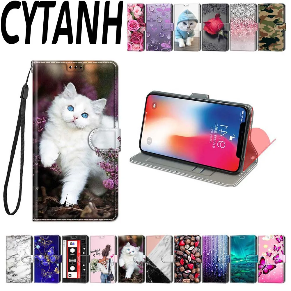 

Flip Case For Huawei Honor Mate 9 10 9i Y6 8A 8X Lite Play Smart Painted Wallet Holder Phone Cover Card Pocket Magnetic