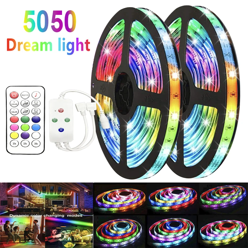 5-20M Light Strip 24/4Keys RF Infrared RGB Led Decorative Light 5050 Color Changing Light Bar AU US UK EU PC TV Home