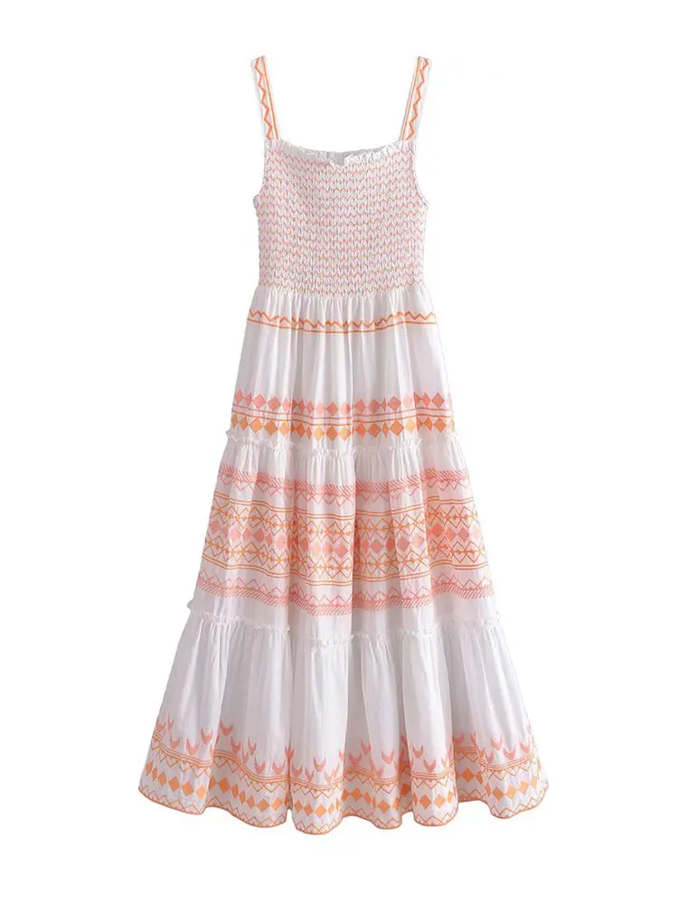 

Nlzgmsj ZBZA 2022 Vintage Women Floral Print Beach Bohemian Strapless Midi Dresses Ladies Summer Boho Dress Vestidos 202203