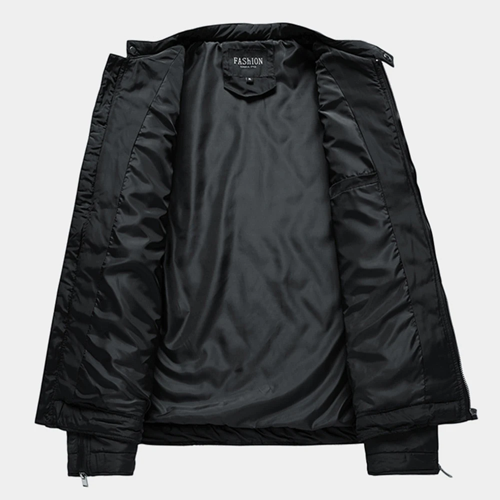 ERIDANUS 2022 New Hot Diamond-shaped Plaid Light Winter Cotton Jacket Stand-up Collar Solid Color Men's Cotton Clothing MWM156