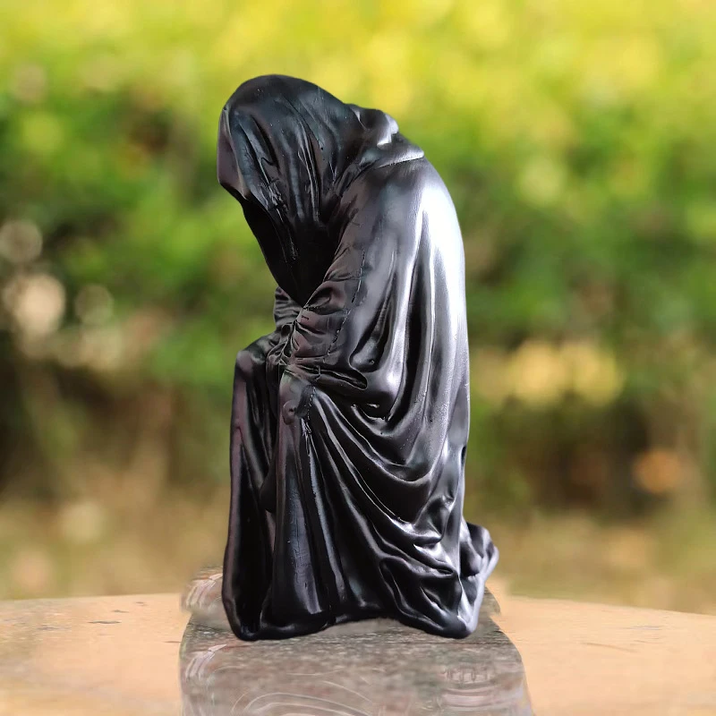 Статуя призрака без лица черная Готическая Статуэтка из смолы ужаса скульптура