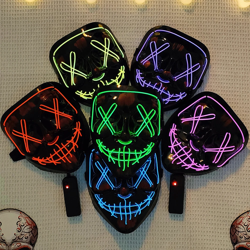 

Halloween Luminous LED Mask Purge Masks Famous Movie Mask Masquerade DJ Party Light Up Masks Glow In Dark Halloween Party Props