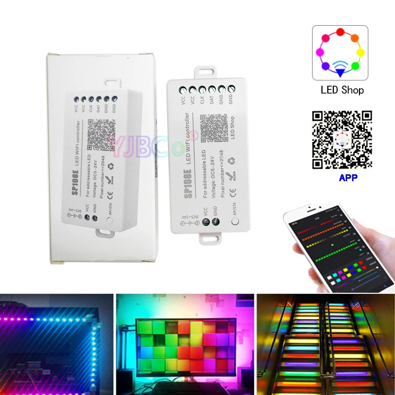 Magic Wifi LED Controller SP108E RGB pixels LED Strip Modules Light Smart APP Wireless Control IOS 10/Android 4.4 DC5V 12V 24V