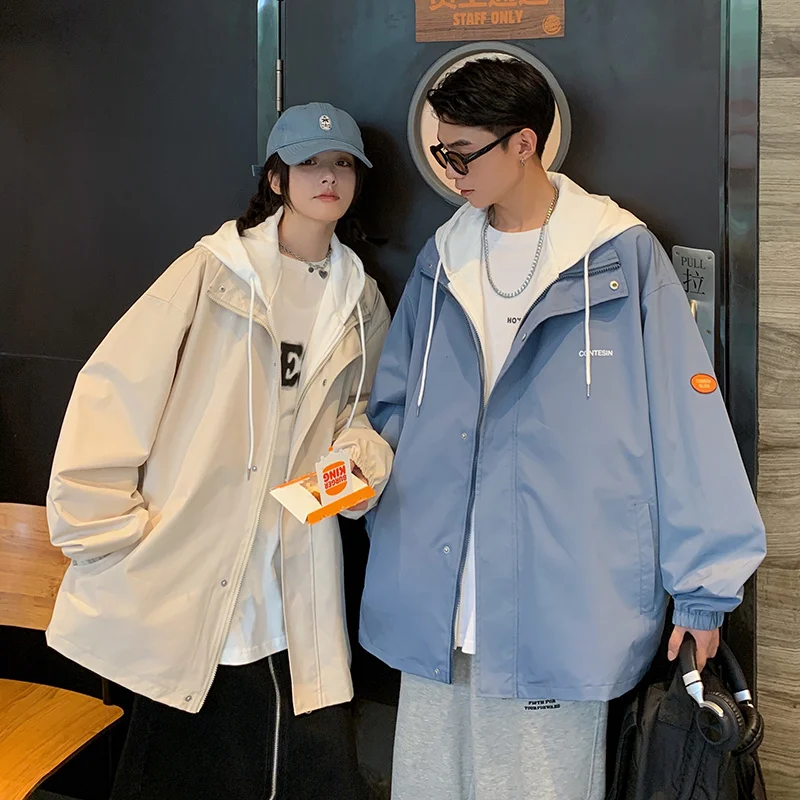 Новая весенне-осенняя куртка для влюбленных модная с капюшоном из двух частей