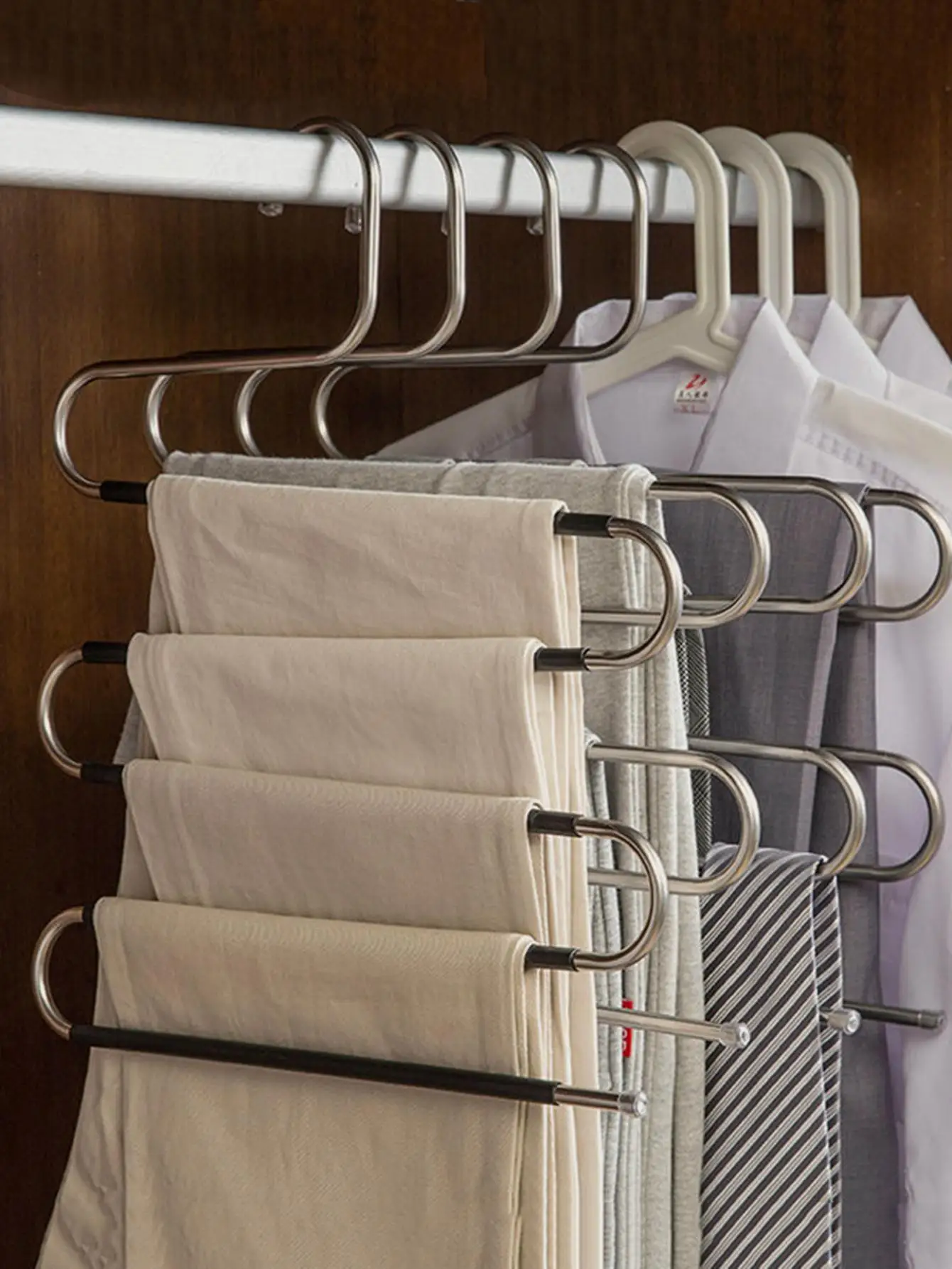 Многофункциональная S-образная Вешалка Для Брюк Регулируемый Органайзер Одежды