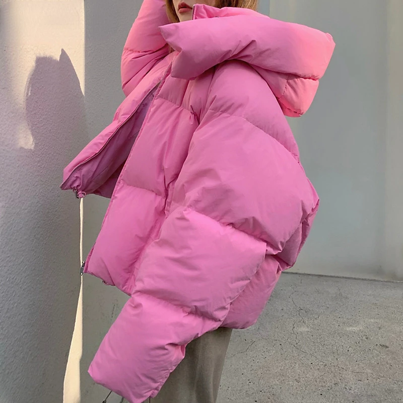 

BGTEEVER шикарные женские парки с капюшоном и хлопковой подкладкой 2021 зимние теплые свободные однотонные плотные женские пальто Дамская верхн...