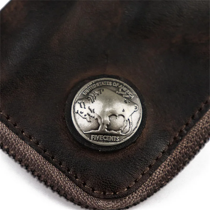 PNDME vintage genuine leather men's women's key bag fashion casual high quality natural first layer cowhide car key coin purse