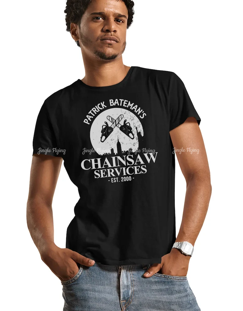 Забавная Мужская футболка рубашка с принтом Патрика батейта цепная пила услуги в