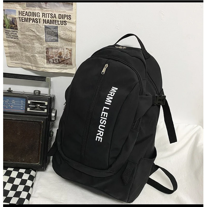 Рюкзак для старших классов для мужчин и женщин, вместительный школьный ранец для студентов Университета для девочек и мальчиков, черный