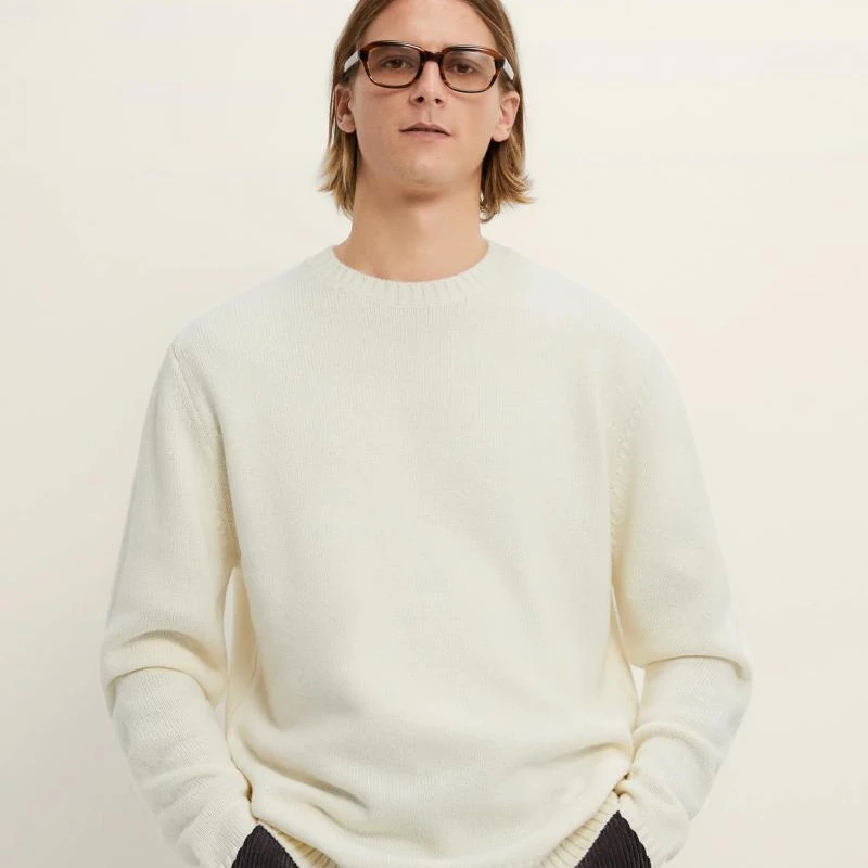 

2021 Men 'S New Fall Wear Colored Plain Stitch Sweater Round Neck Sweater