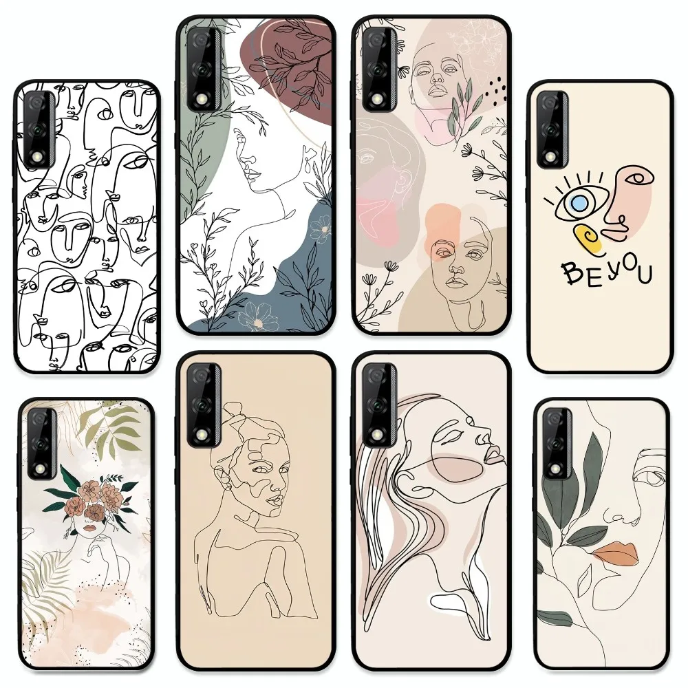 

Art Line Face Phone Case For Huawei Y9 6 7 5 Prime Enjoy 7s 7 8 Plus 7a 9e 9plus 8E Lite Psmart Shell