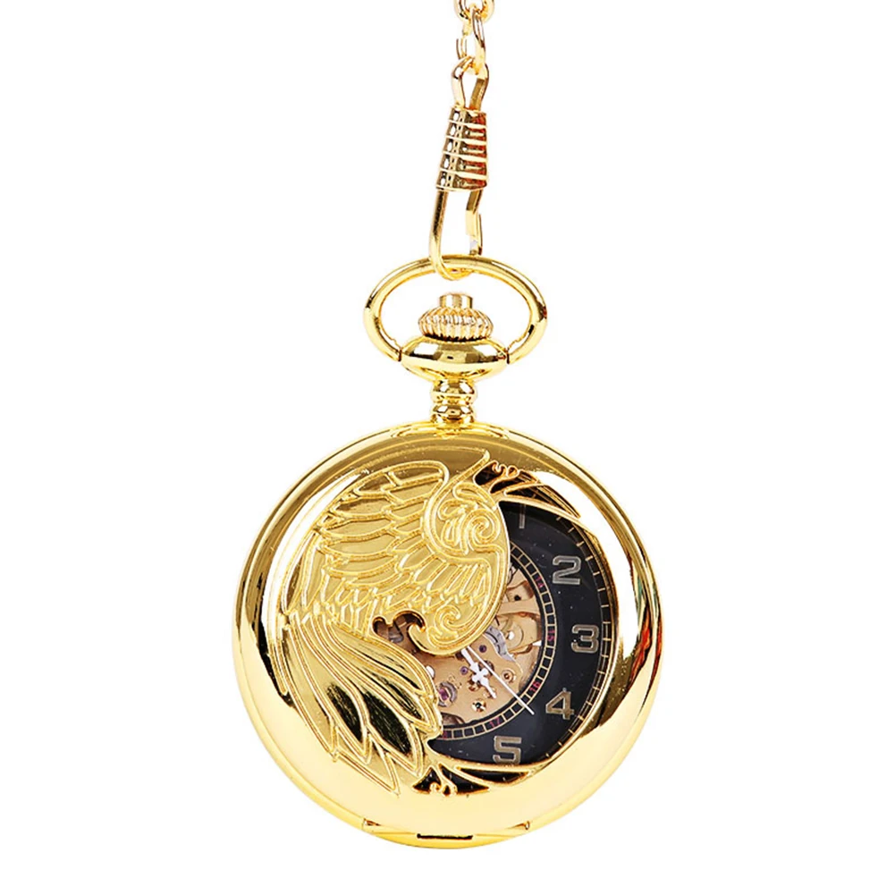 Large Golden Classical Mechanical Pocket Watches Personalized Necklace Chain Watch Gift For Anniversary