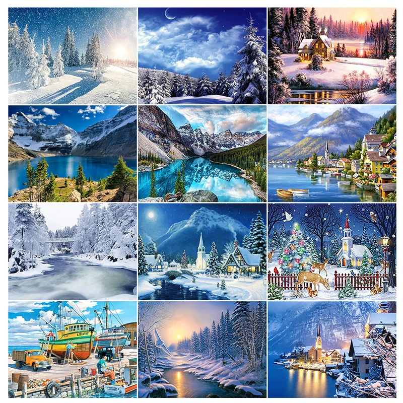 

5D Diamond Painting Landscape Diamond Embroidery DIY Full Rhinestone Mosaic Christmas Cross Stitch Kit Art Home Decor Gift