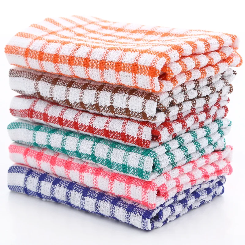 

6Pcs Cotton Kitchen Tea Towels Absorbent Lint Free Catering Restaurant Cloth Dish Towels Cleaning Cloth Kitchen Cleaning Towel