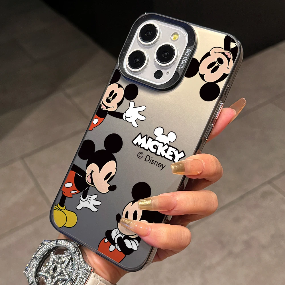 Фото Чехол для телефона Disney с Микки и Минни для iPhone 17 Air, 16, 16e, 15, 14 Plus, 13, 12, 11 Pro Max, X, Xs, XR, 8 – Цветной, серебристый, жесткий чехол №3