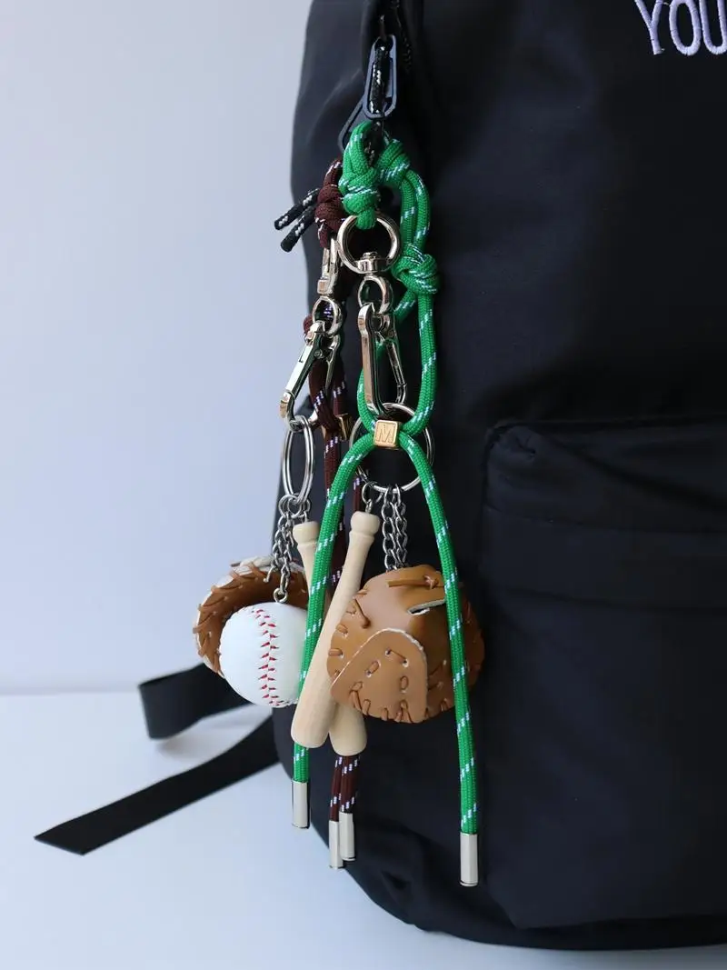 INS Blogger Same Sle Personalized Baseball Car Keychain Bag Hanging Pieces M Series Couple Woven Lanyard