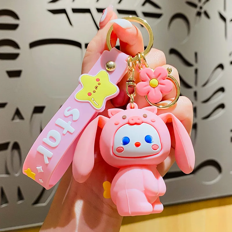 

Cartoon Rabbit Keychain Kawaii Animal Keyring Fashion Girl Bag Pendant Accessories Car Keychain Boy Gifts for Girlfriend