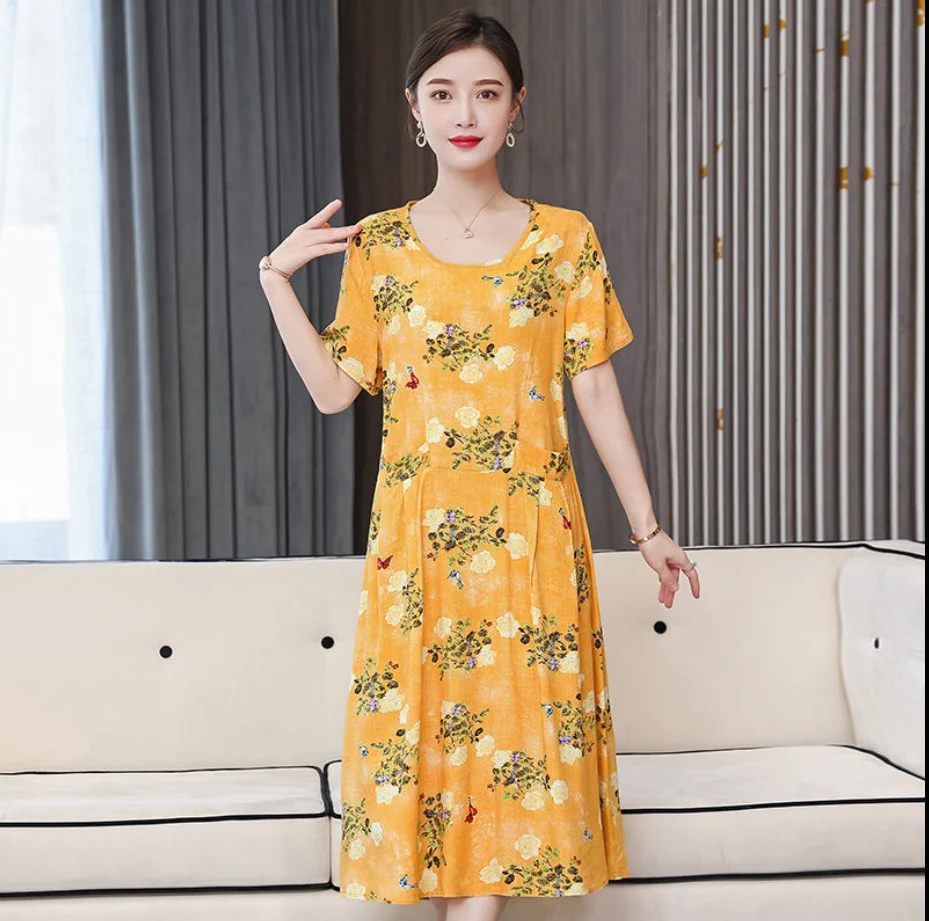 Платье Beardon Summer женское из хлопка и шелка, повседневная одежда. 2022 Новое элегантное женское платье на лето с принтом бохо винтаж.