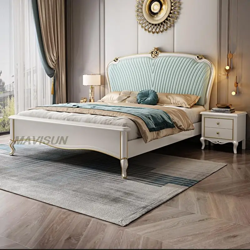 Soft Backrest American Big Bed Popular Storage Function Double Fabric Furniture