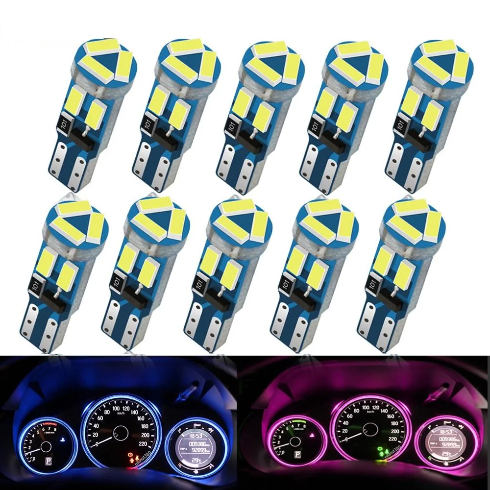 

10 шт., T5, W3W, W1.2W, 27, 74, 86, 206, 7SMD, 4014
