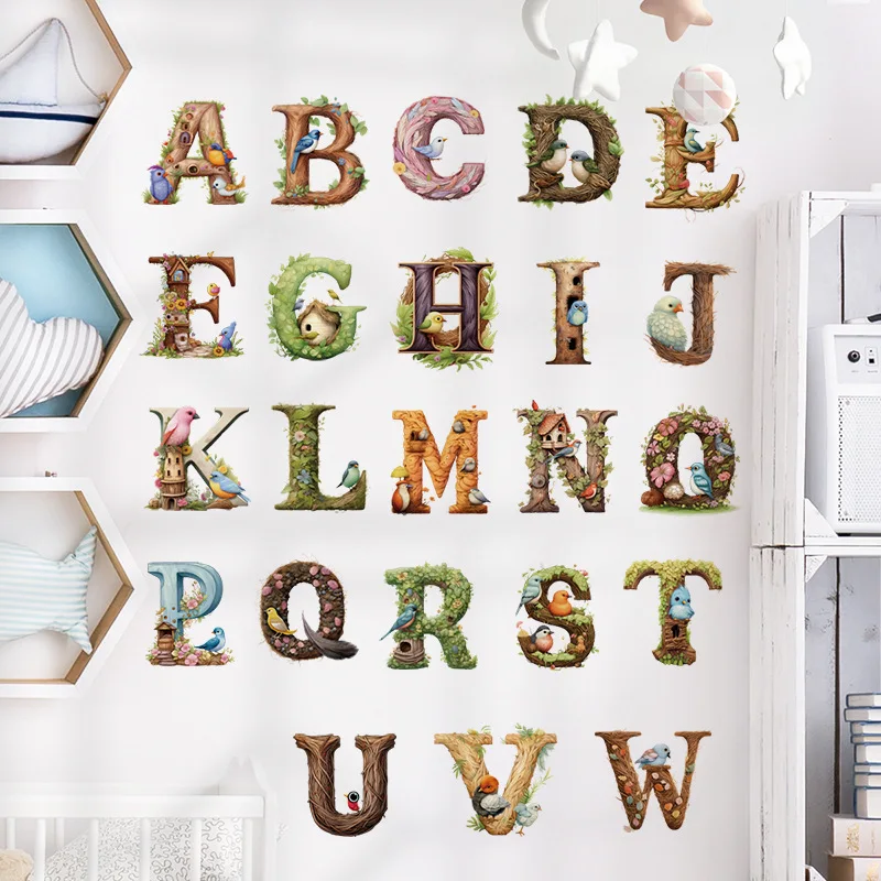 Милый виниловый алфавит настенные наклейки с буквами ABC украшение для детской