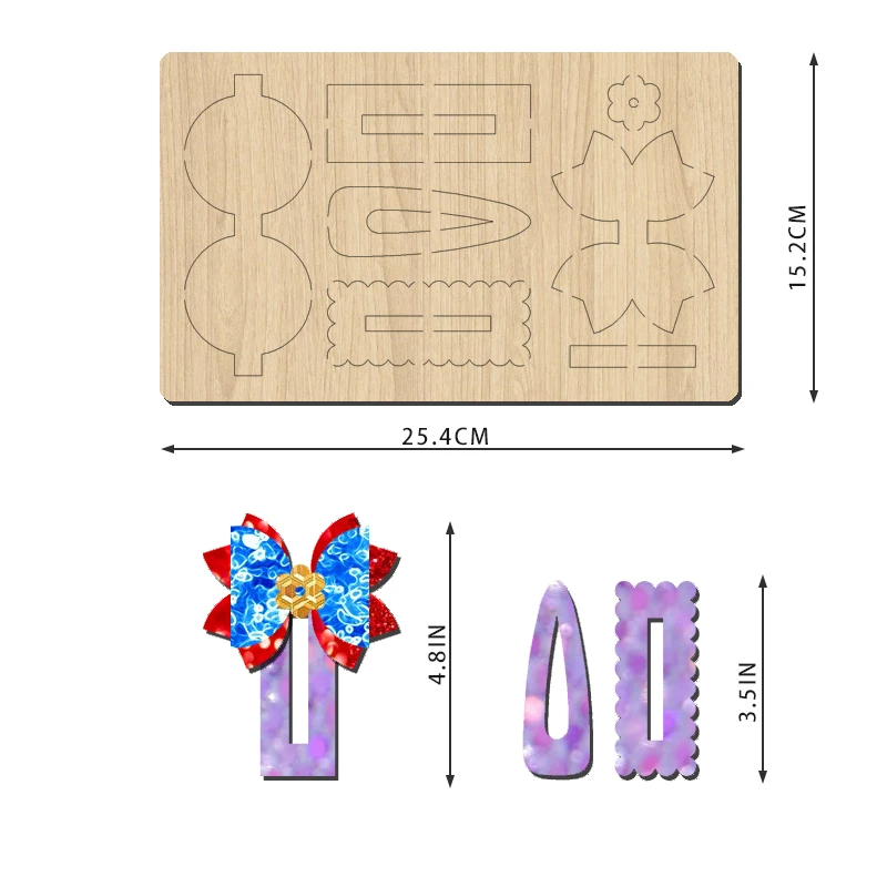 3 5 дюймовая прямоугольная заколка для волос с бантом и деревянной резкой