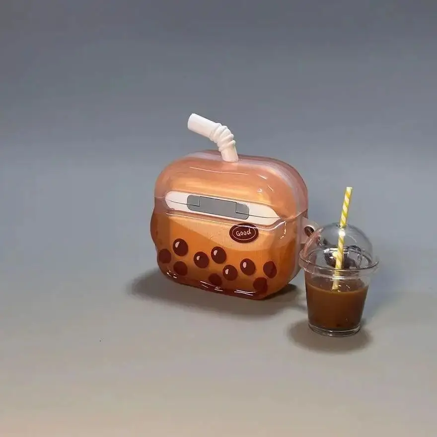 Фото Соломенный жемчужный чай с молоком, подходит для AirPods 1/2/3/4 Bluetooth, защитный чехол для наушников Apple AirPods Pro 2, жесткий чехол с защитой от падения №3