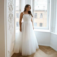 elegant spaghetti straps plus size wedding dresses sweep train tulle beach bridal gown with lace up back oversize bride dress