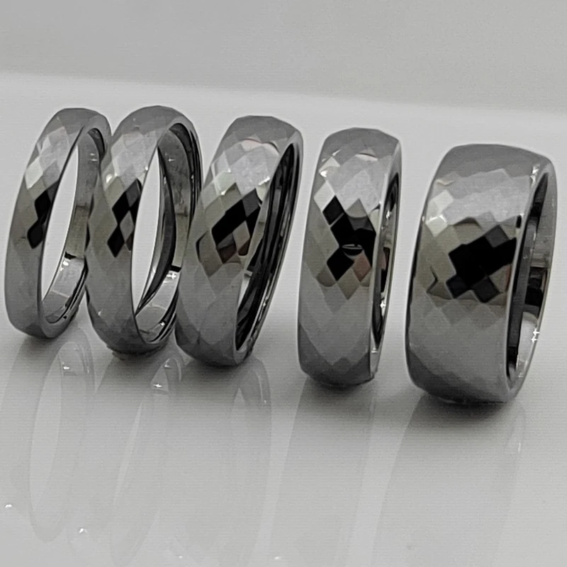 Кольцо вольфрамовое с несколькими гранями шириной 8 мм | Украшения и аксессуары