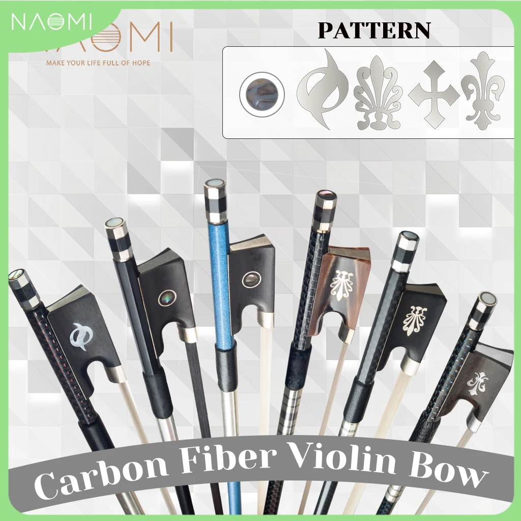 Лук для скрипки NAOMI из углеродного волокна коллекция 4/4 размера лук для скрипки прочная трубка из углеродного волокна черное дерево белая мо...