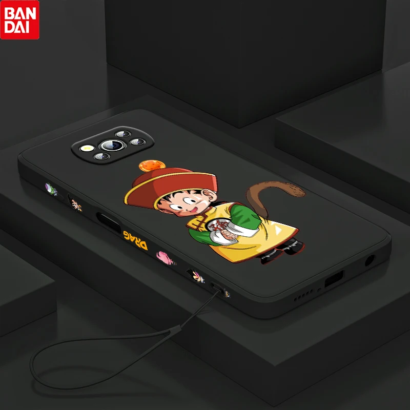 

Anime Dragon Ball Boy For Xiaomi POCO X3 NFC F3 GT M4 M3 M2 Pro C3 X2 11 Ultra Silicone Liquid Left Rope Phone Case Coque Capa