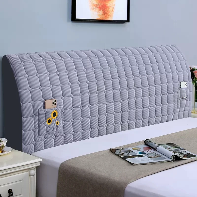 

Plaid Bedhead Thicken Cover Nordic Soft Headboard Cover Plush Soft Bed Head Cover Bedroom Backrest Dust Protector Cover for Home