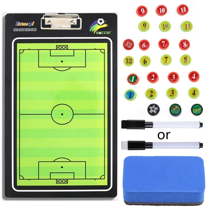 

Football Soccer Coaches Marker Boards, Portable Football Strategy Board with Markers Pen Sports Accessories Set