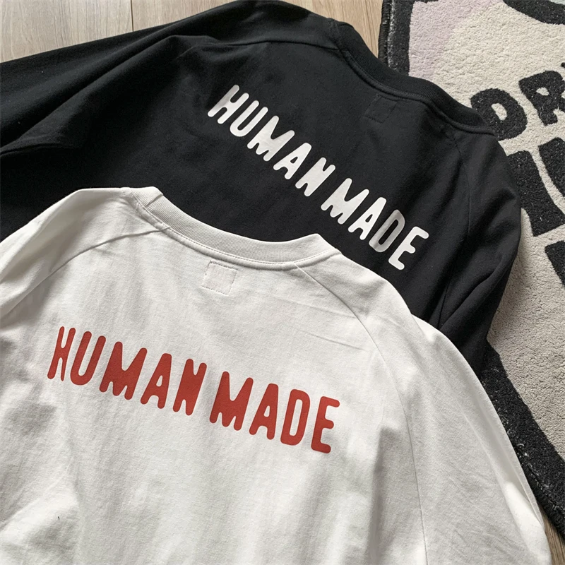 

2023 New Human Made Long Sleeve T-shirt Men Women Patchwork Sleeve T Shirt