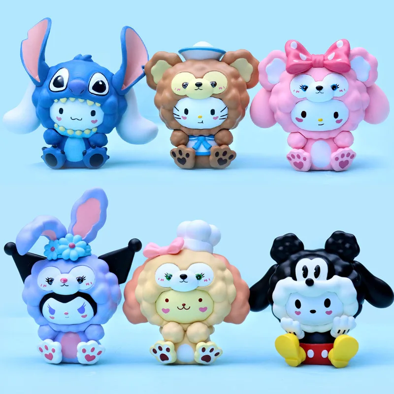 

7-9.5cm Sanrio cosplay Series Anime Figure Hello Kitty Kuromi Cinnamonroll Kt Figurines Twin Star Doll Desktop Ornament
