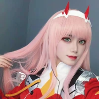 darling in the franxx 02 cosplay wig zero two cosplay wig pink long hair synthetic hair