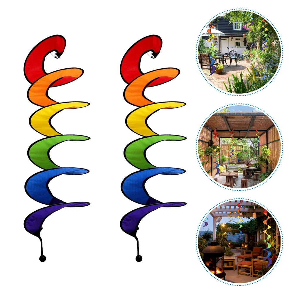 

2 Pcs Kids Playset Garden Decors Rotating Spiral Charm Wind Catchers Ornament Spinners Outdoor Clearance Polyester Rotate Child