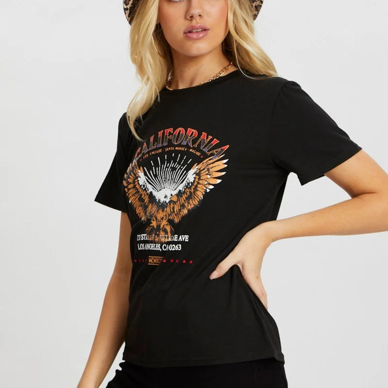 

Eagle T Shirt Women Short Sleeve O Neck Black 100% Cotton Tshirt Shirts Summer 2021 Vintage Tee Shirt Oversized Tops Graphic New