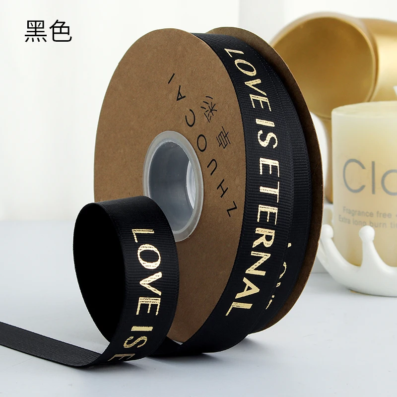 

25mm 40YARD/ROLL Satin Ribbons Gifts Box Packaging Romantic Gift Packaging Belt Printed "Just For You" Design Ribbon Tapes
