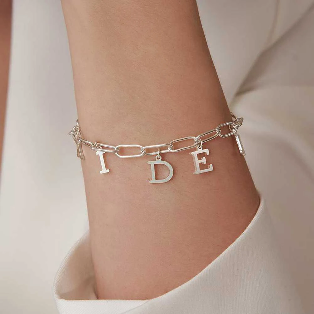 

Personalized Woman Bracelet Rectangular Chain Custom Name Initials Stainless Steel Trend Bracelet Men Party Gifts Pulsera Hombre