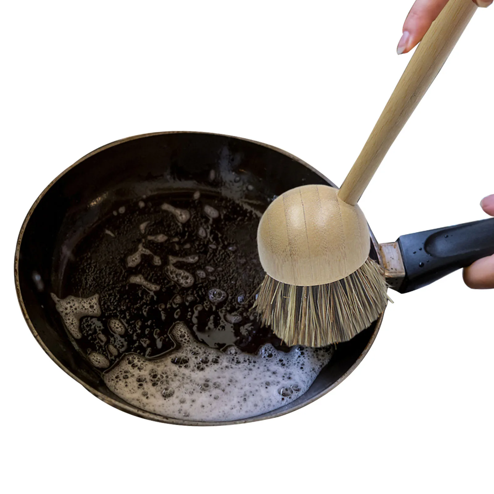 

Бамбуковая щетка для мытья посуды, натуральные кухонные принадлежности, круглая, для кастрюль, горшков, раковин