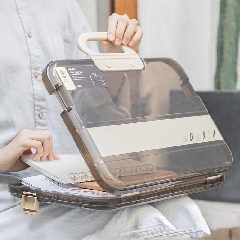 

Transparent A4 Plastic File Box File Storage Box Desktop Storage Portable Data Box Student Office Supplies Document Data Box