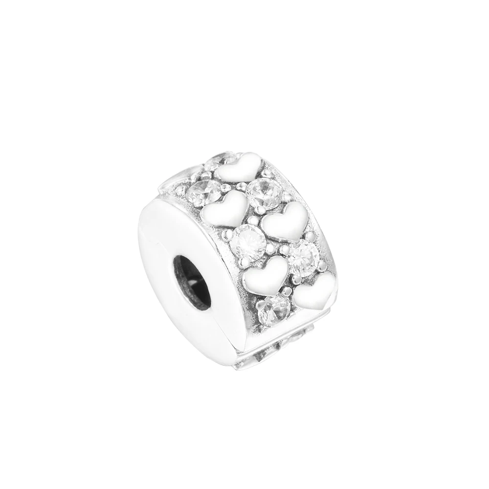 

Fits Pandora Bracelets Infinite Hearts Sparkling Clip Charm Original 925 Sterling Silver Beads for Jewelry Women Gift