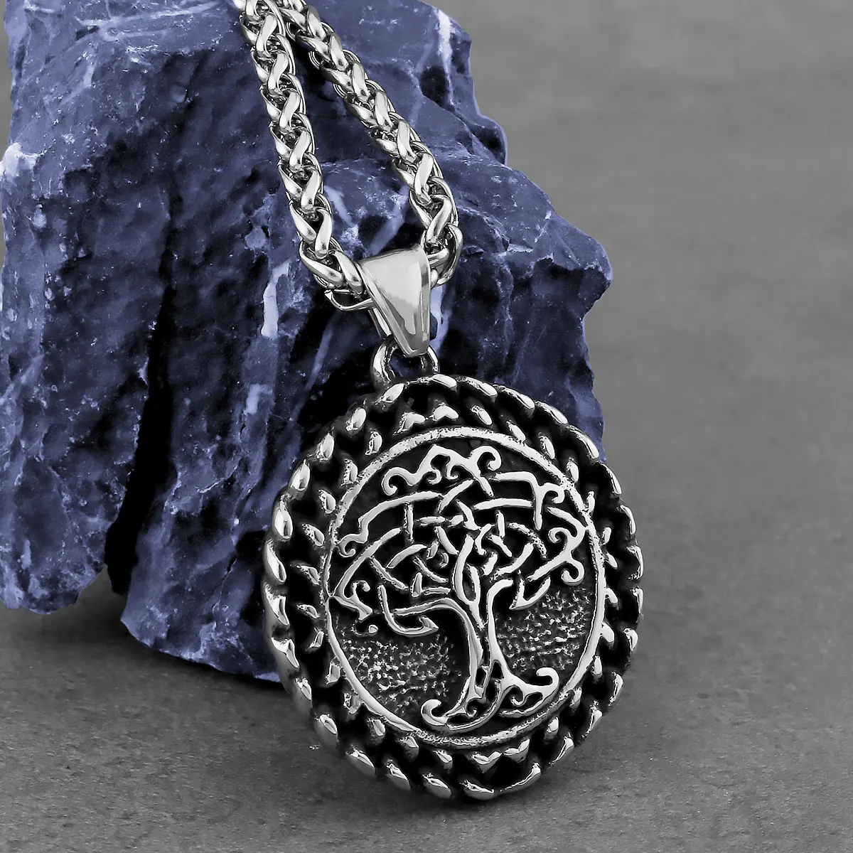 

Nordic Viking Tree of Life Necklace Stainless Steel Men Celtic Knot Odin Amulet Pendant Necklace Hip Hop Biker Jewelry Wholesale