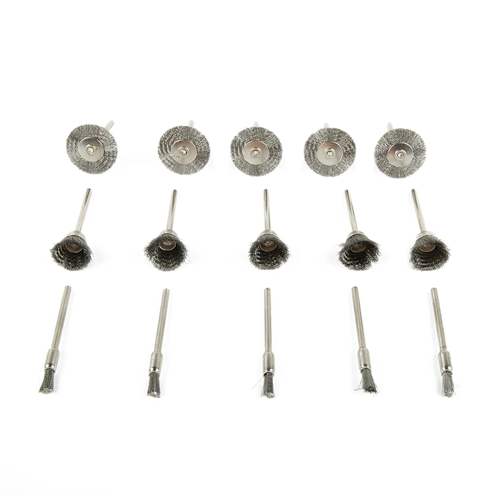 

15 Pcs Wire Wheel Brushes Rust Removal Tool Grinder Rotary Tools Drill Bit Or Metal And Non-metal Materials Household Tools