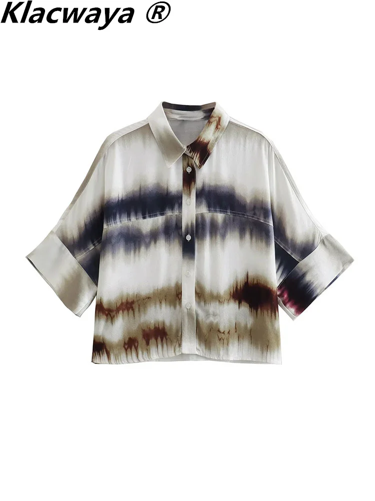 

Klacwaya Fashion Woman Blouses 2022 Women Clothing Vintage Top Short Hand Shirt Button Up Blouse Women Casual