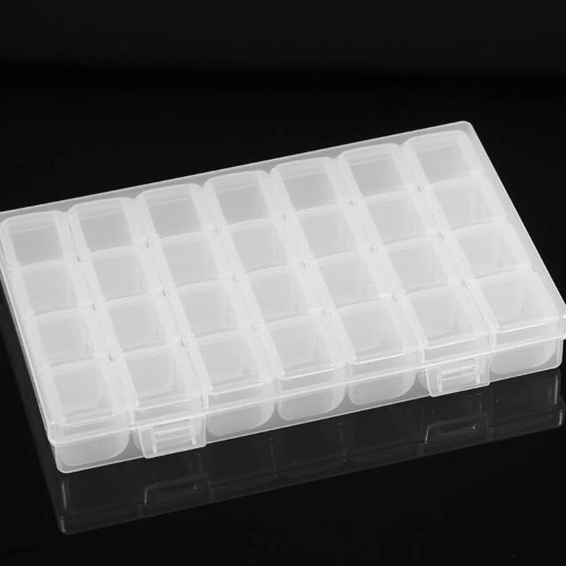 

28 Slots Jewelry Diamond Painting Accessories Box Embroidery Case Cross Stitch Tools Geometric Holder Storage Assortment